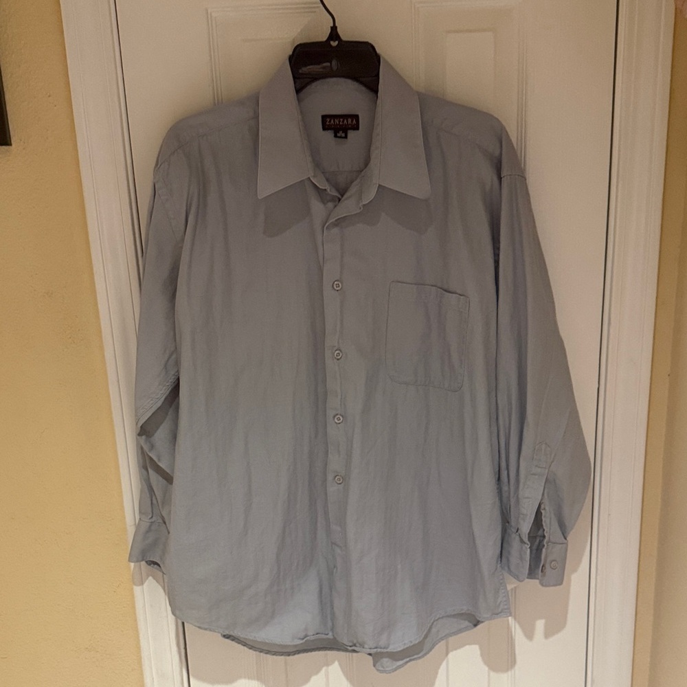 Zanzara Men's Light Blue Dress Shirt – Classic Button-Down